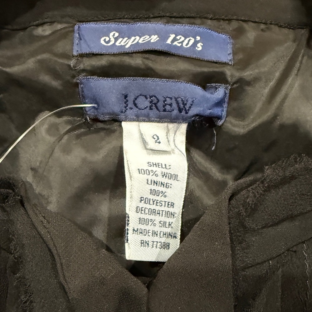 J CREW Tuxedo Dress Women 2 Super 120s Wool Silk Tie Neck Black NWT Career Work - Picture 2 of 10